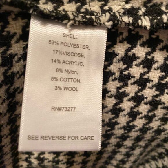 NEW Black & White houndstooth jacket with fringe and pockets Large NWT - Picture 11 of 11
